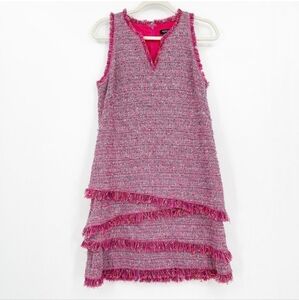 Worth New York Pink Tweed Pink Fringe dress Small